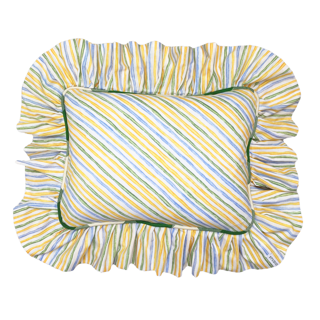 SANDRA RECTANGLE CUSHION, STRIPE & GREEN